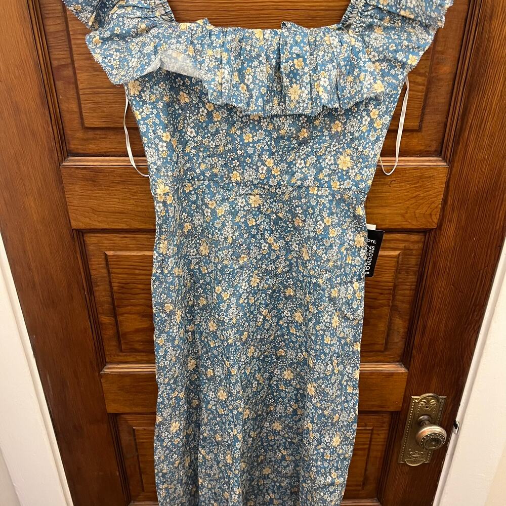 Zimmermann Carnaby Ruffle Neck Long Dress sz 4 US Indigo Blue NWT's $475 - Picture 3 of 16